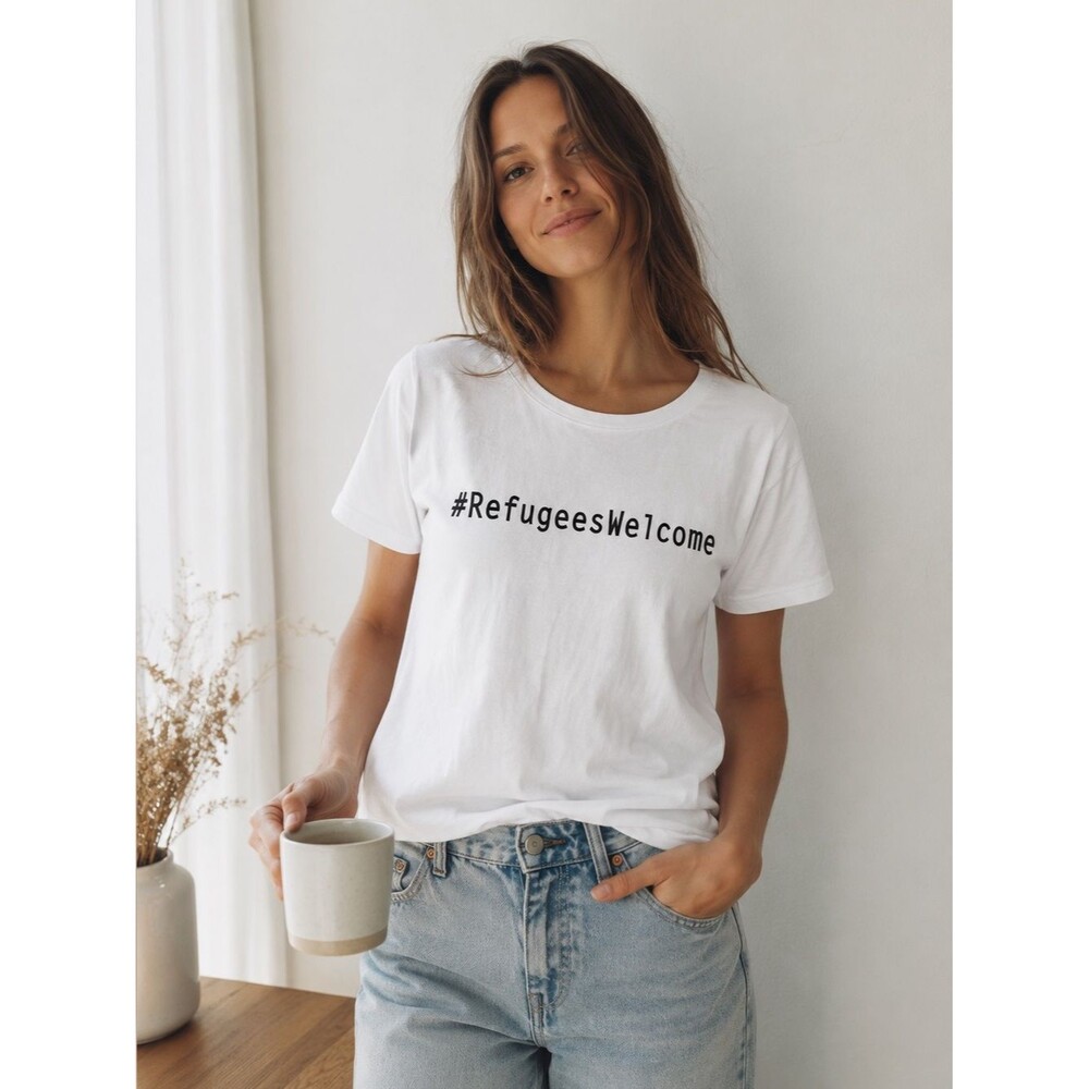 NWT Threads 4 Thought Refugees Welcome Graphic Tee White Small
